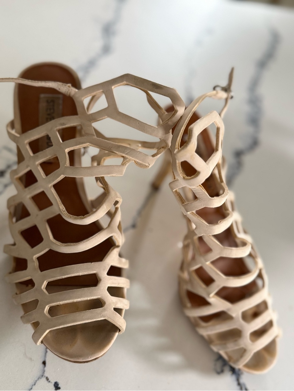 Steve Madden Blush Nude Geometric Cage Heels